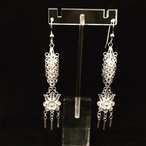 925 sterling silver handmade filigree earrings